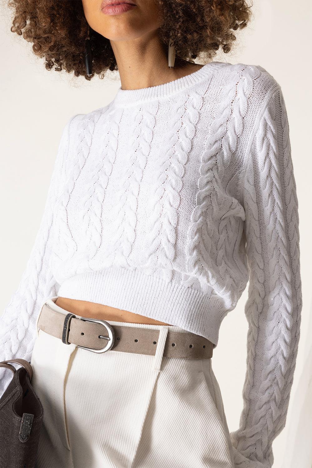 Long Sleeve Cable Crewneck - Image 4