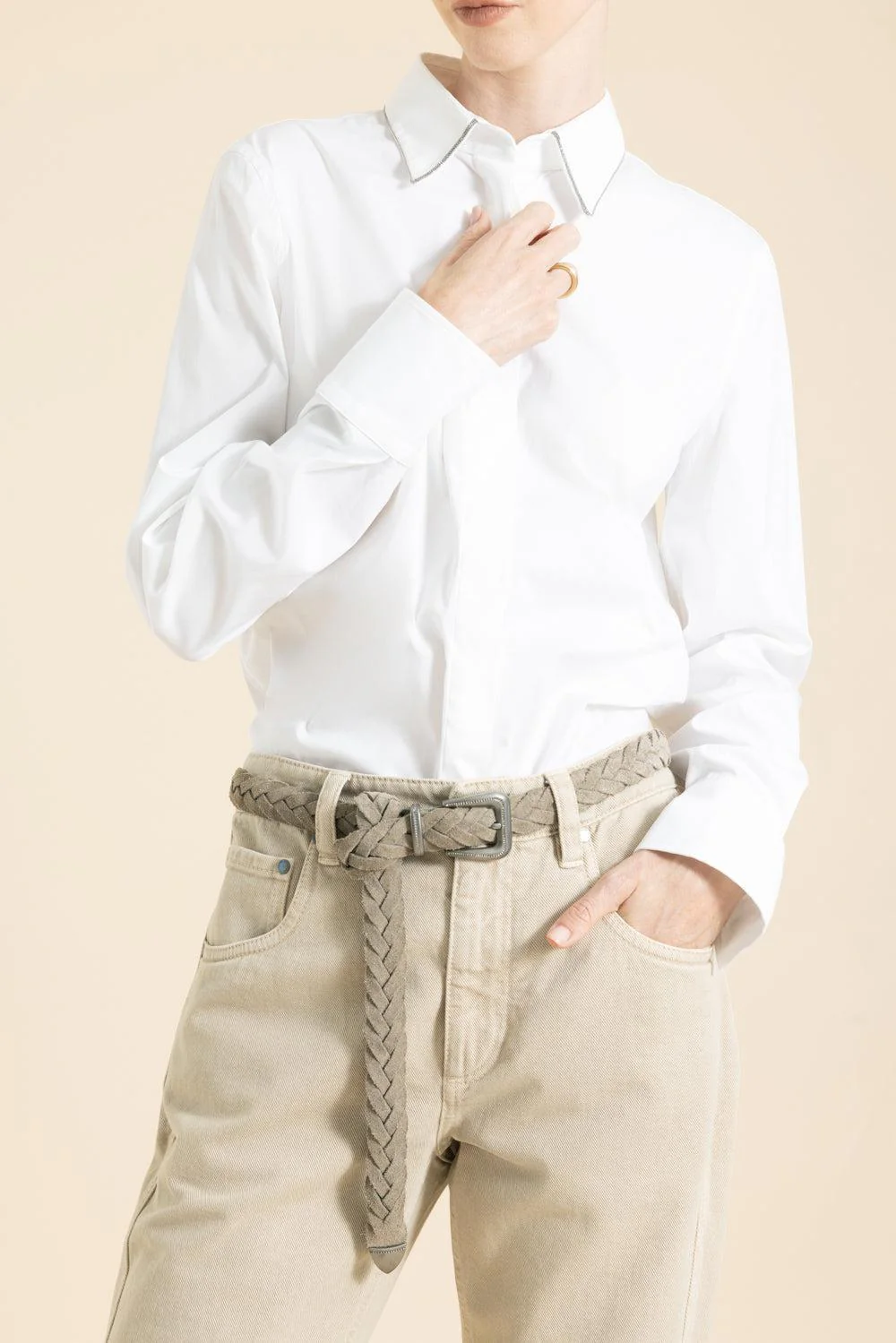 Longsleeve Cotton Poplin Shirt - White - Image 2
