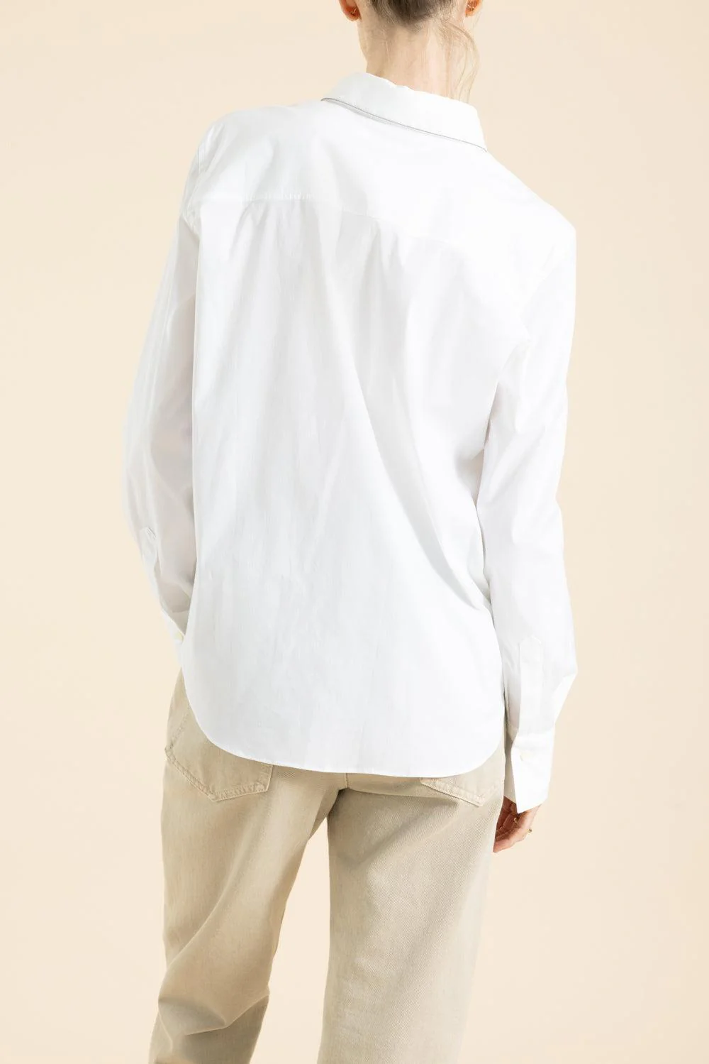 Longsleeve Cotton Poplin Shirt - White - Image 4