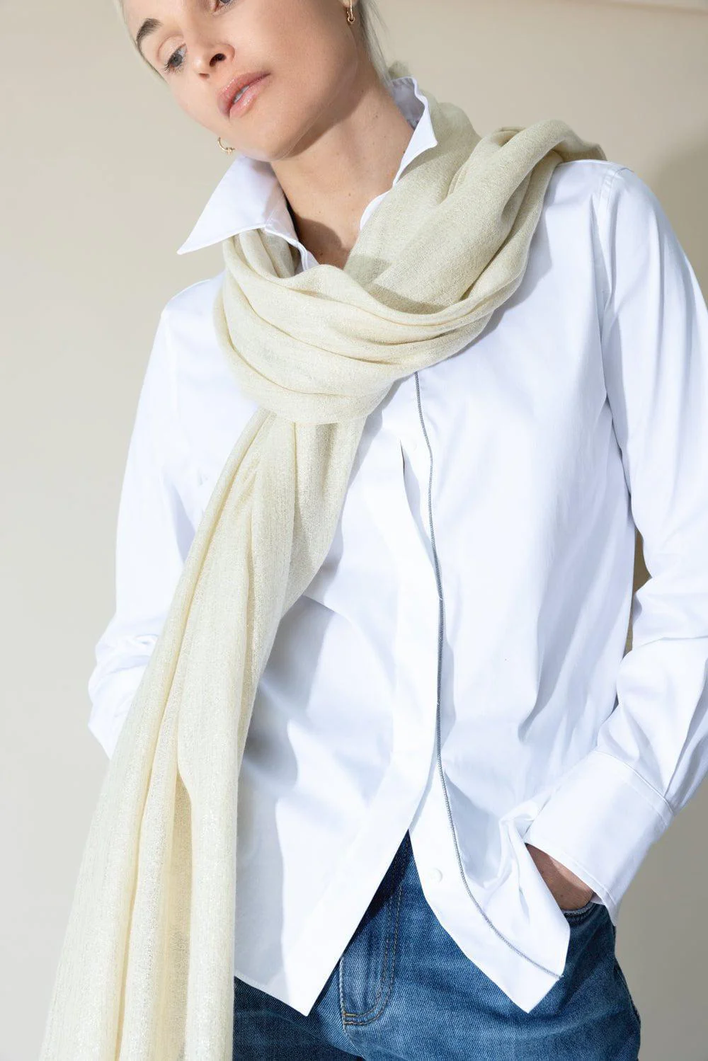 Lurex Scarf - Butter - Image 2