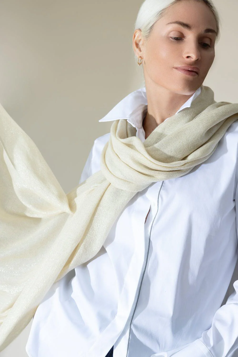 Lurex Scarf - Butter - Image 4