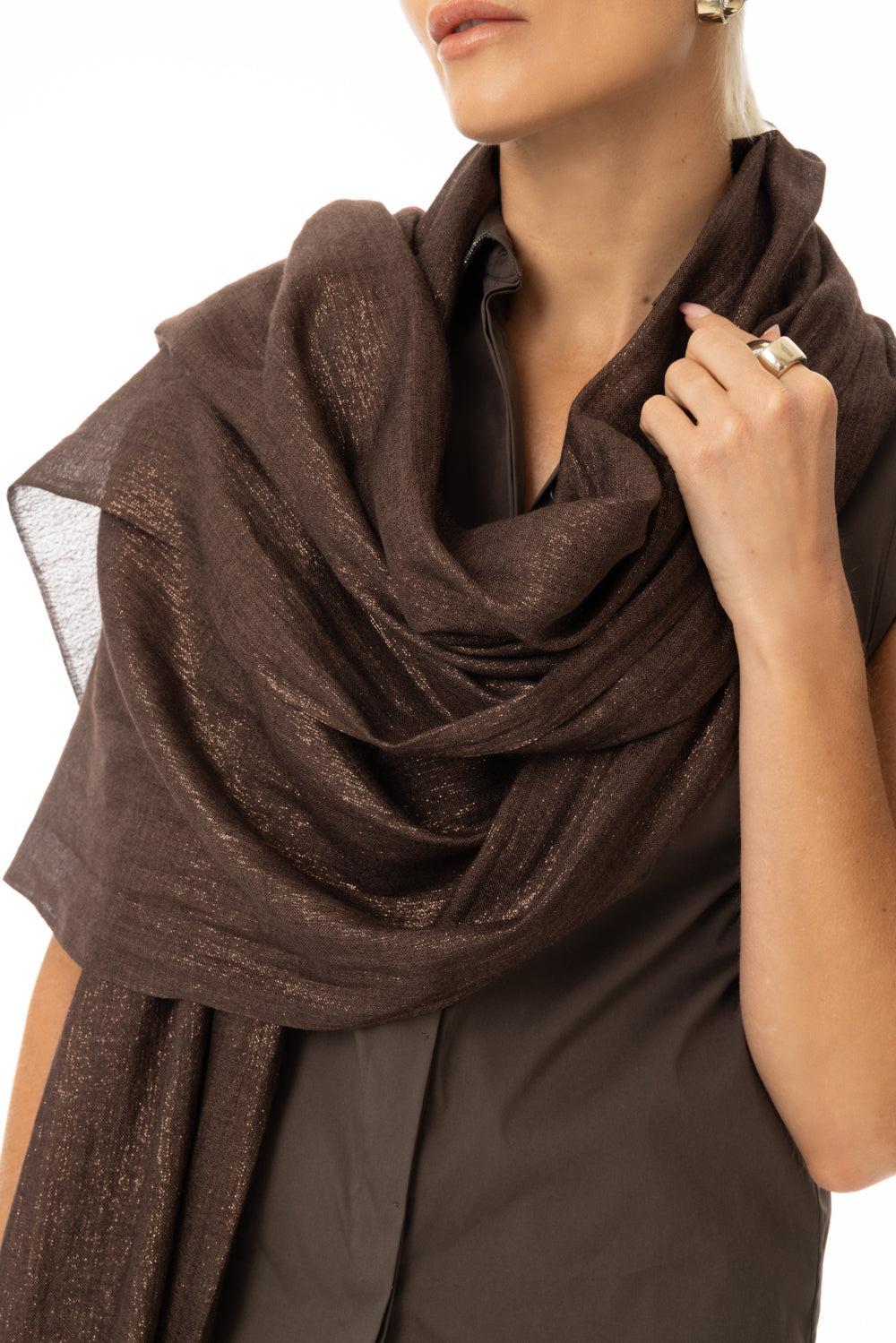 Lurex Scarf - Chocolate - Image 3