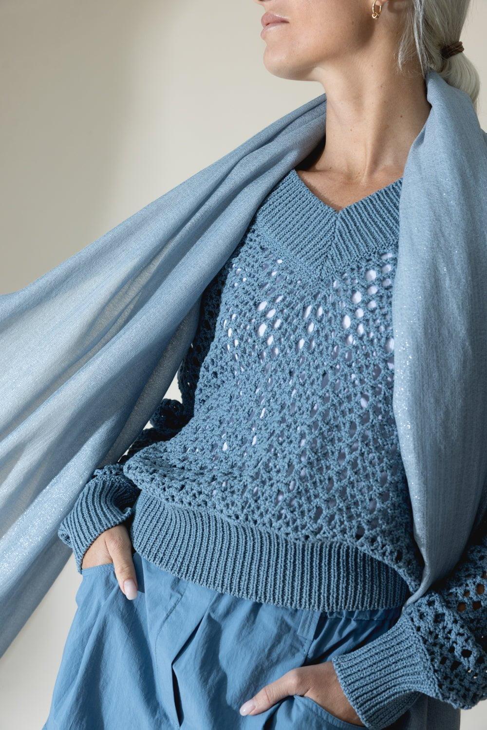 Lurex Scarf - Light Blue - Image 2