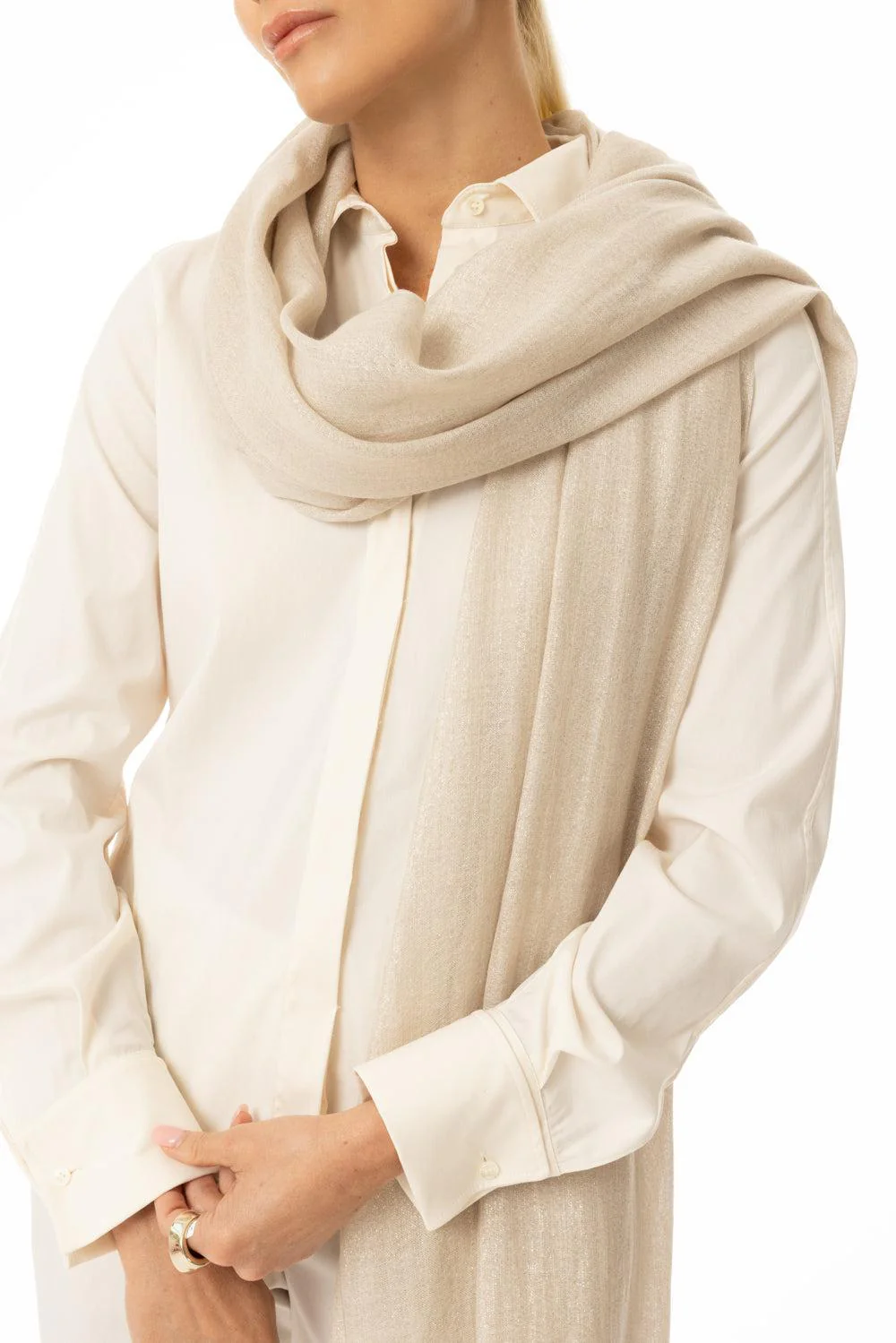 Lurex Scarf - Rustic Beige - Image 3