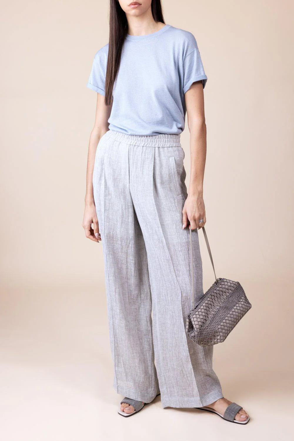 Lurex Tee - Powder Blue