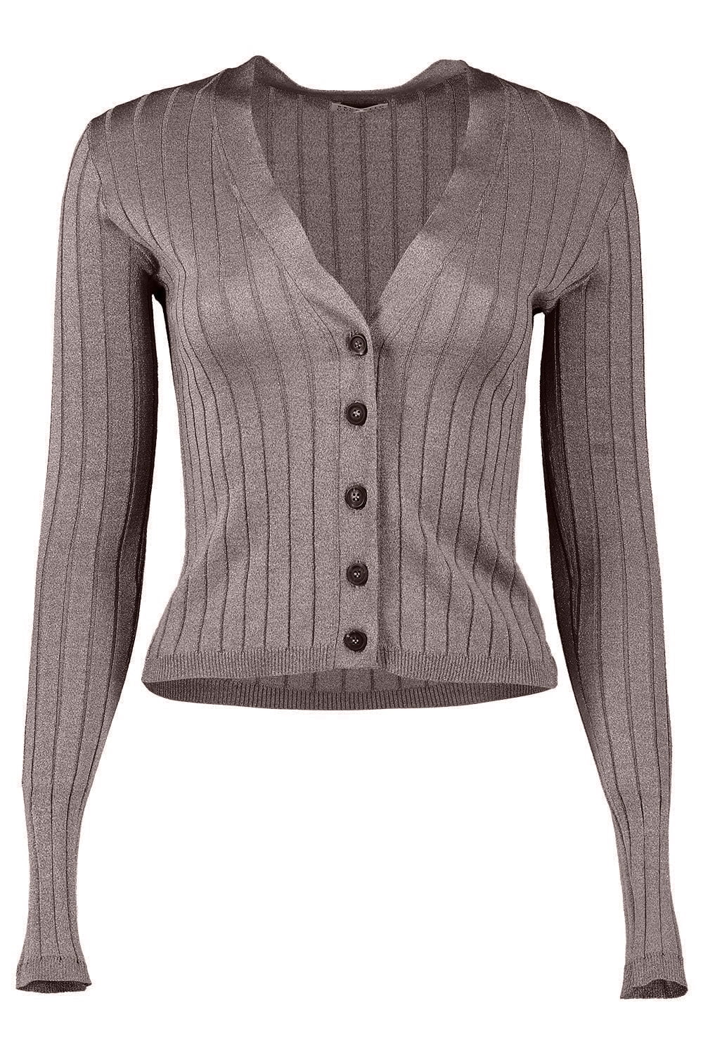 Lurex Wide Ribbed Cardigan