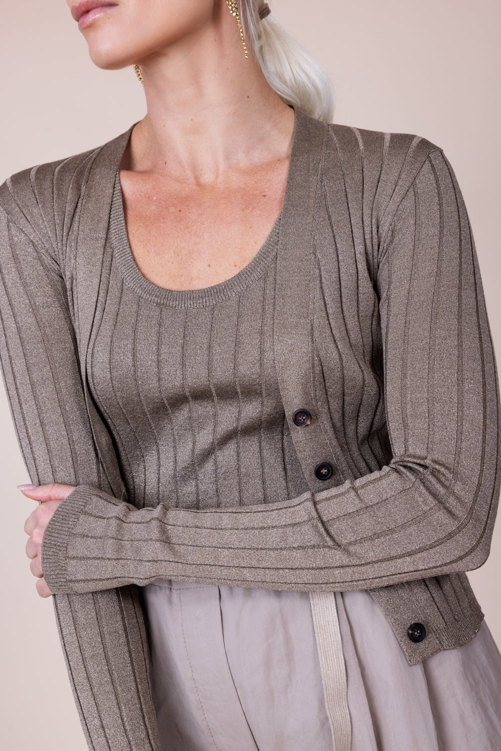 Lurex Wide Ribbed Cardigan - Image 2