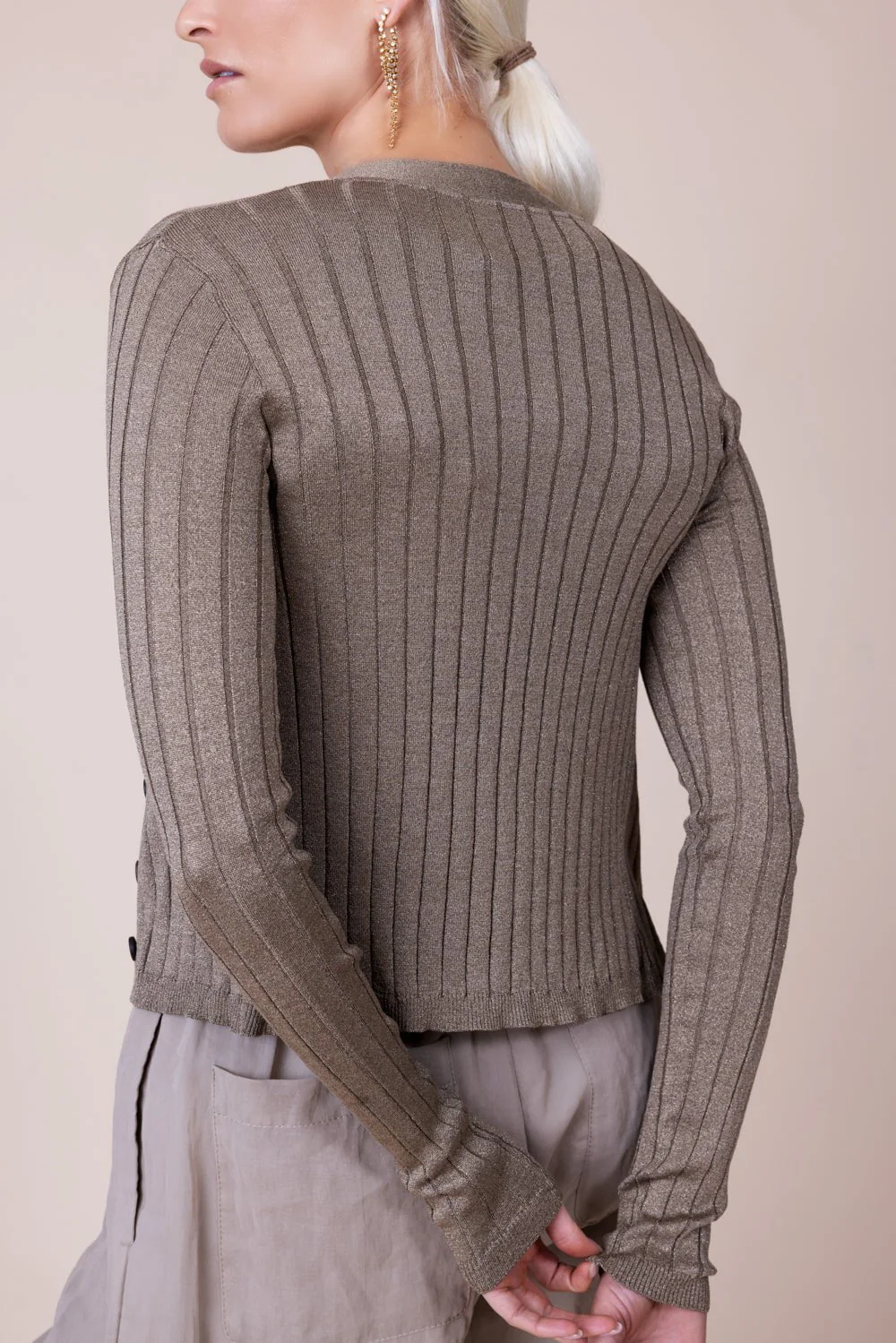 Lurex Wide Ribbed Cardigan - Image 6