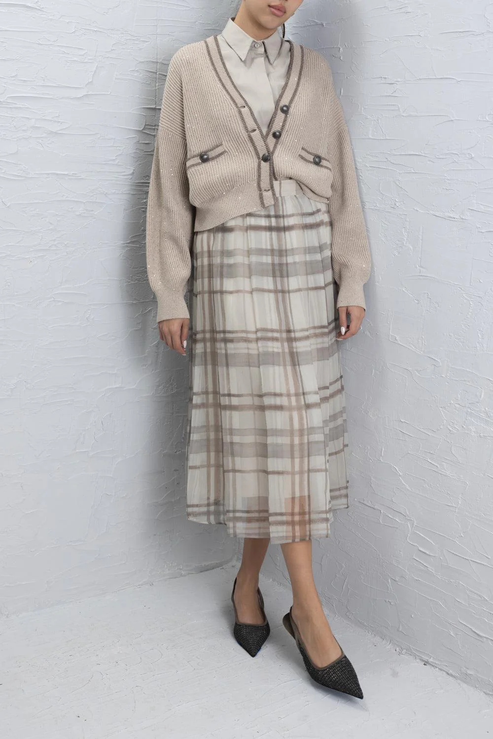 Macrocheck Print A-Line Skirt - Image 3