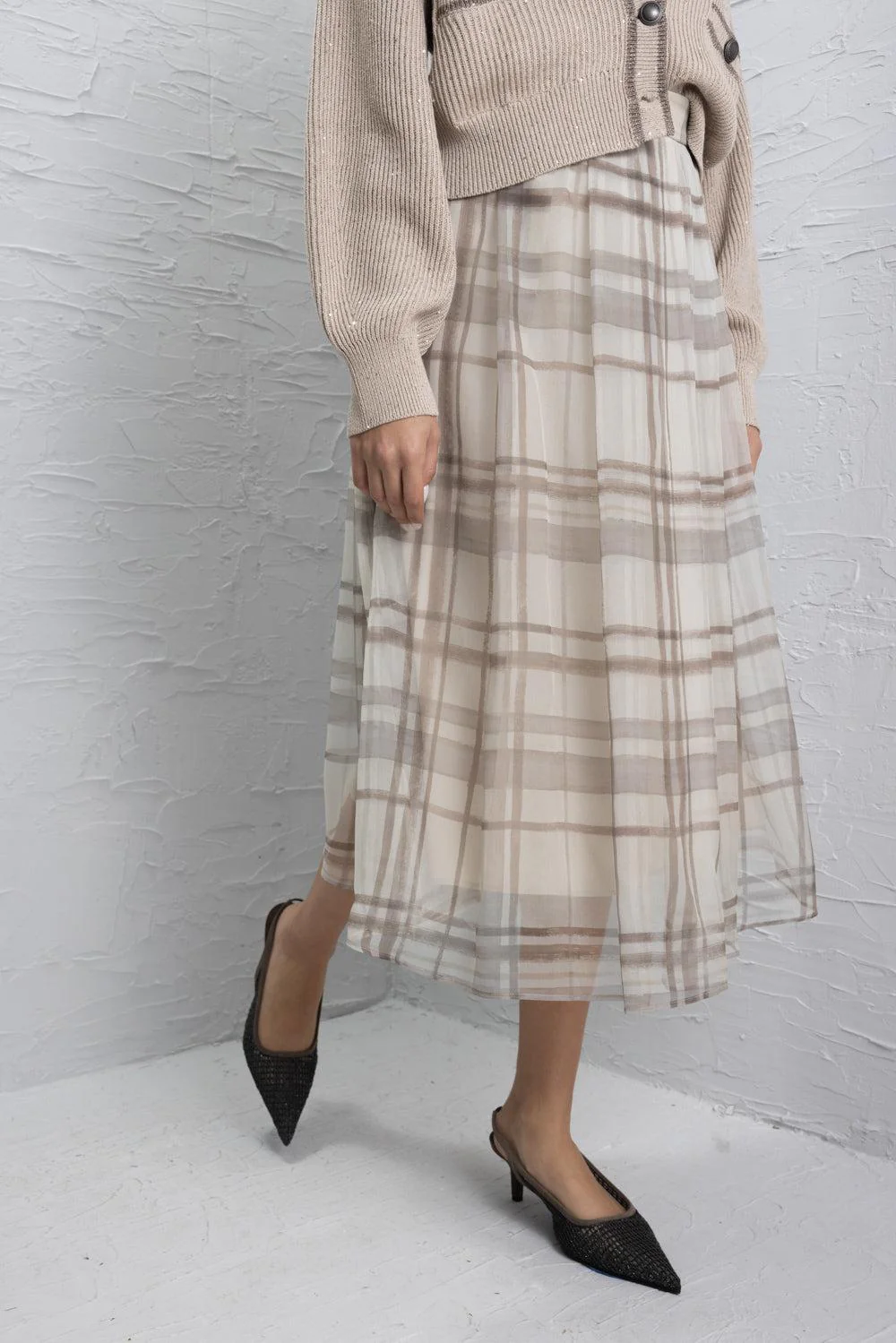 Macrocheck Print A-Line Skirt - Image 4