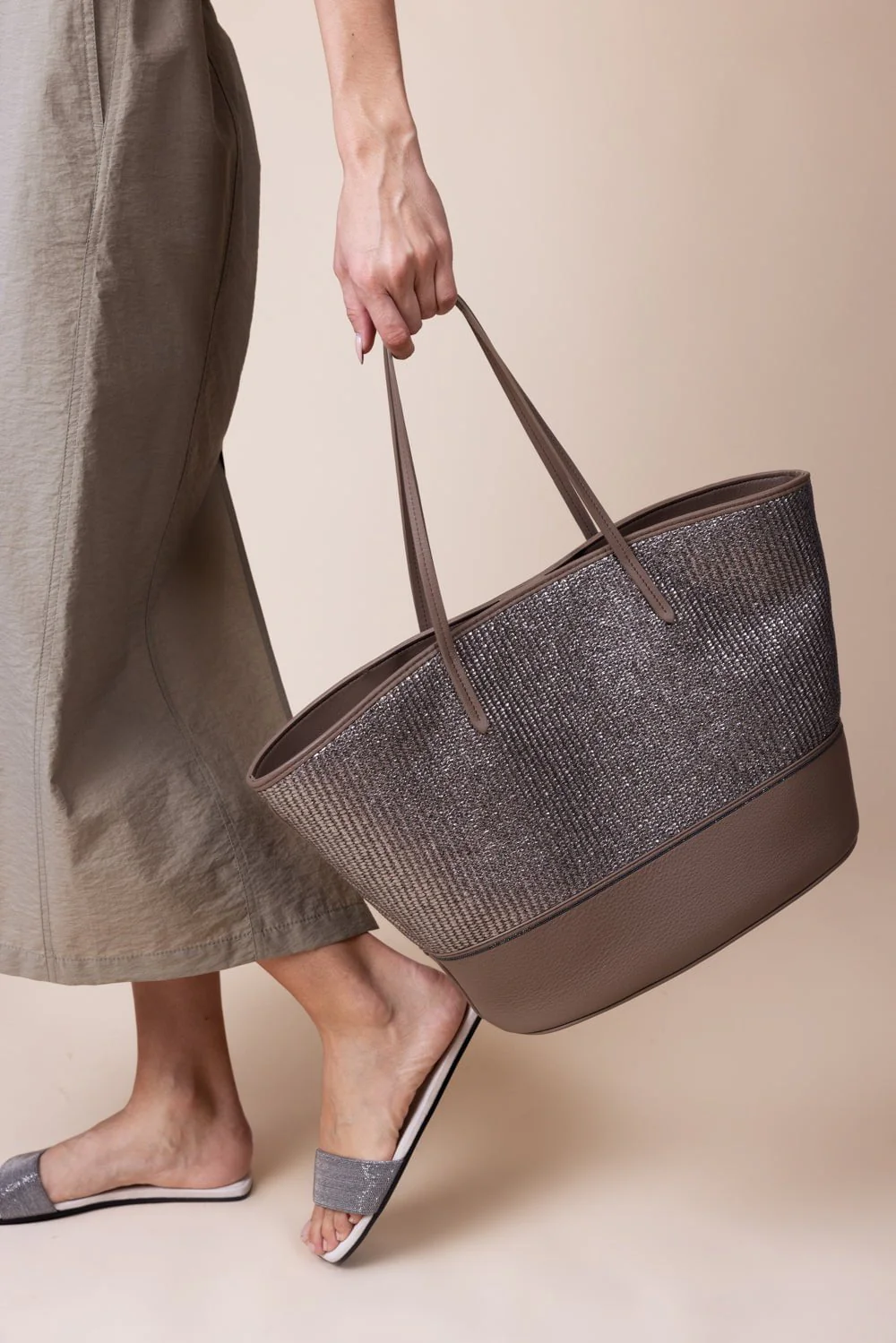 Metallic Raffia Tote Bag - Image 4