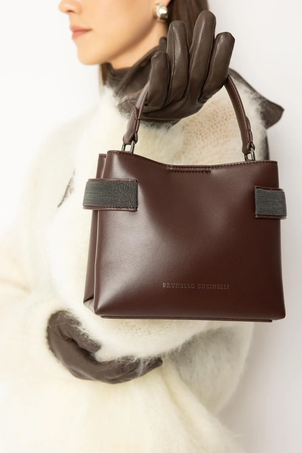 Mini Top Handle Tote Bag - Burgundy - Image 2