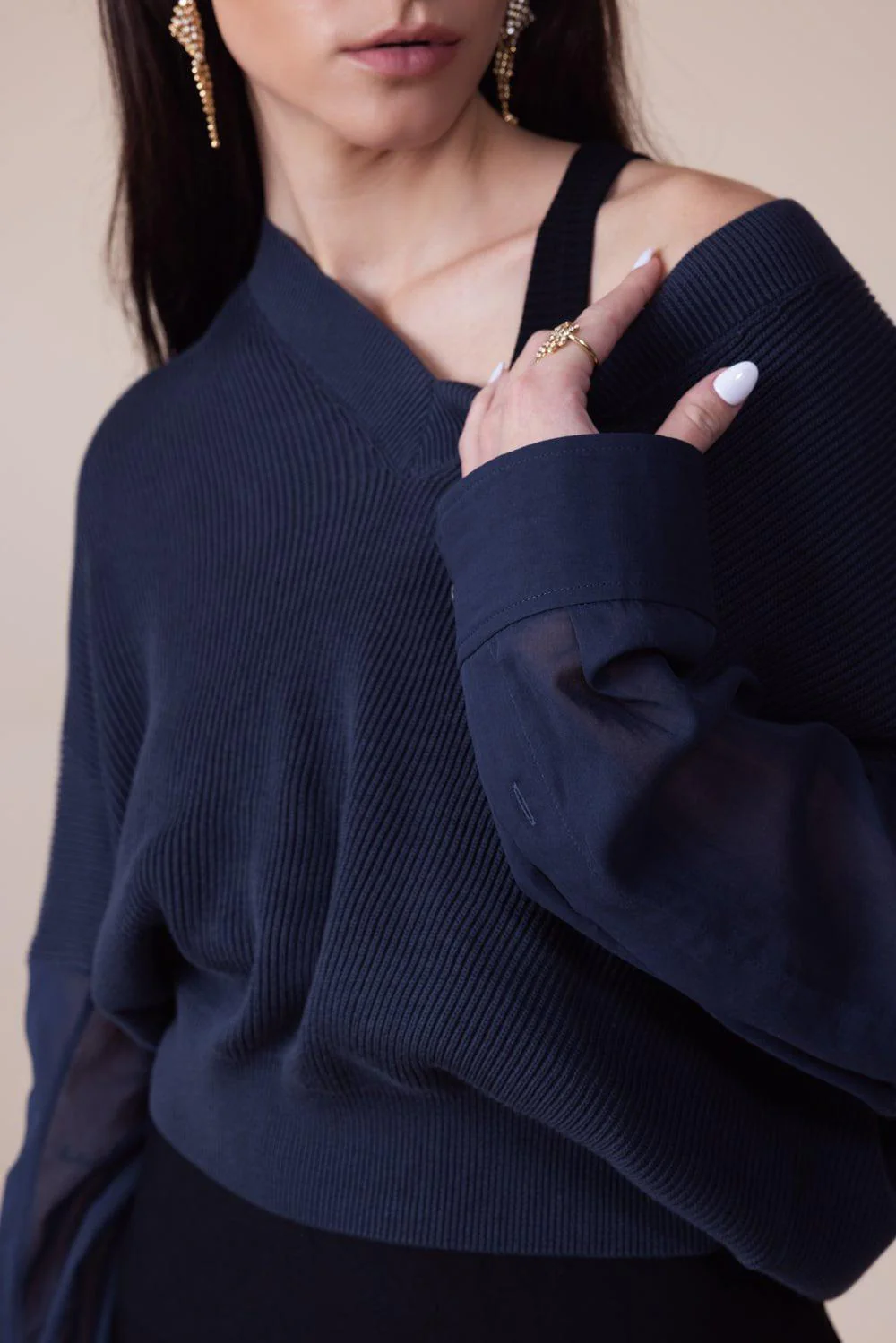 Mixed Media Pullover Sweater - Image 2
