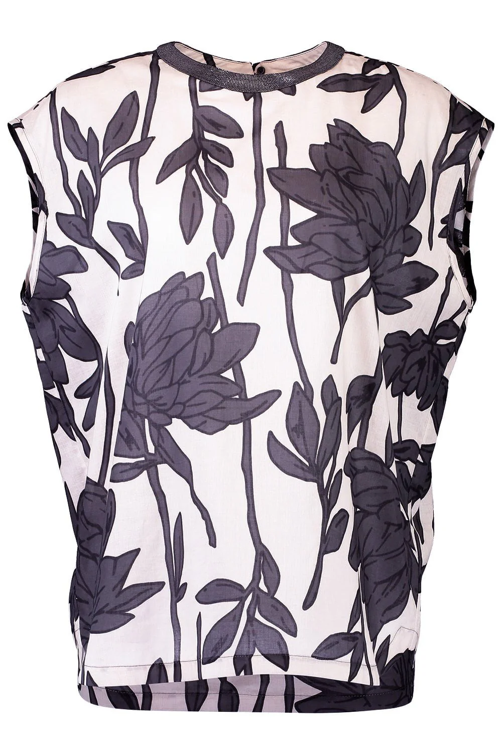 Monili Collar Cap Sleeve Blouse