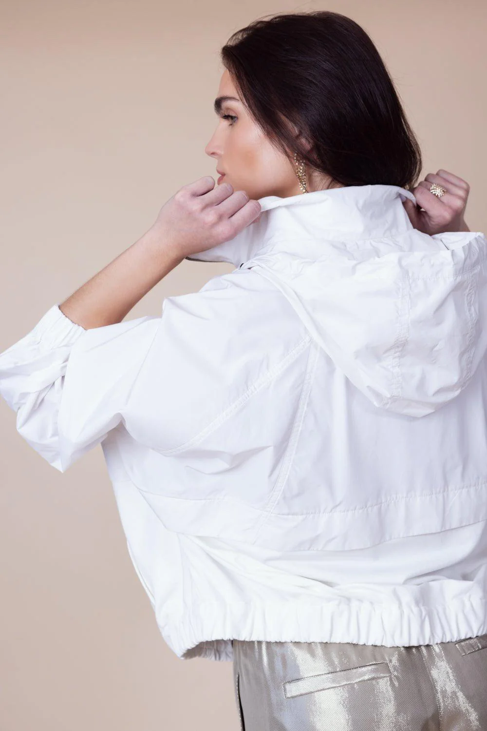 Monili Detail Mixed Media Jacket - Image 4