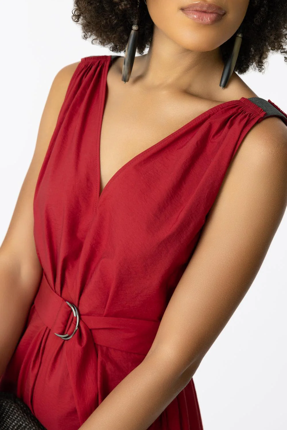 Monili Shoulder Maxi Dress - Red - Image 3