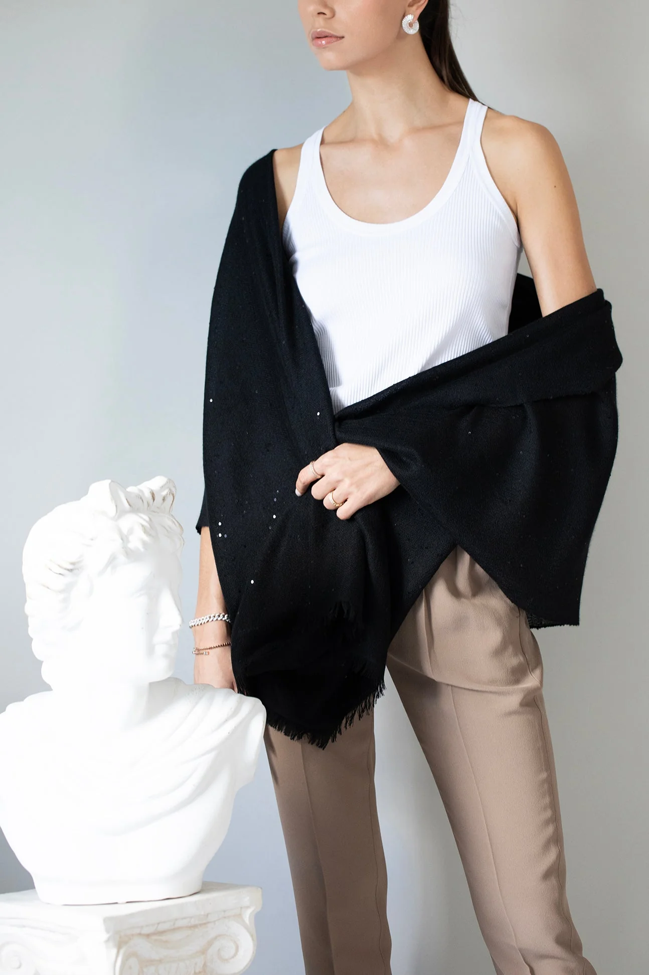 Paillette Scarf - Nero - Image 2