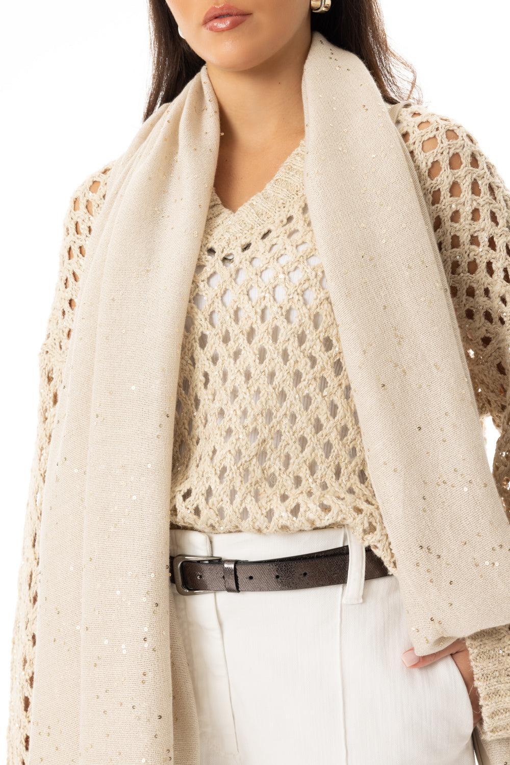 Paillette Scarf - Rustic Beige - Image 2