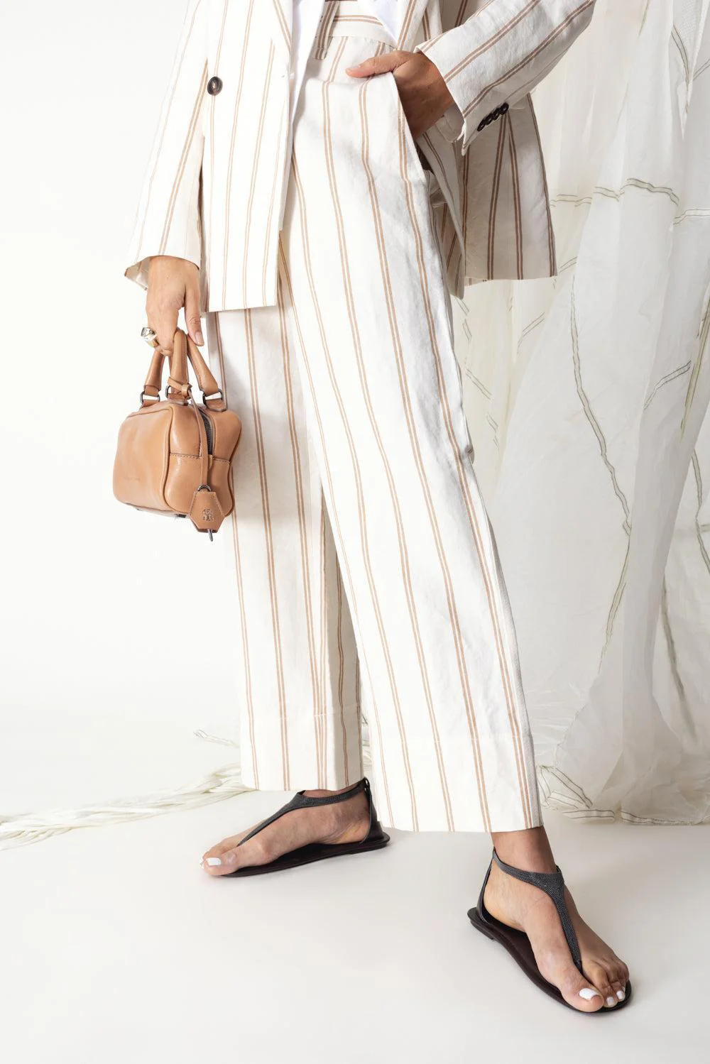 Regimental Stripe Cropped Trousers - Image 3