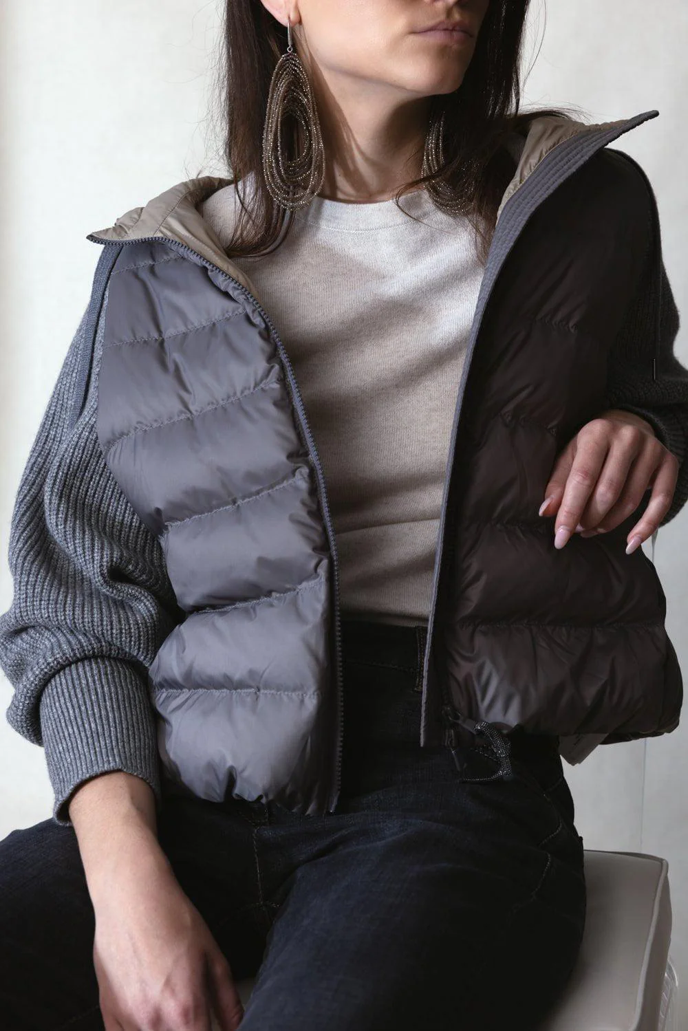 Ribbed Sleeve Padded Vest - Image 2