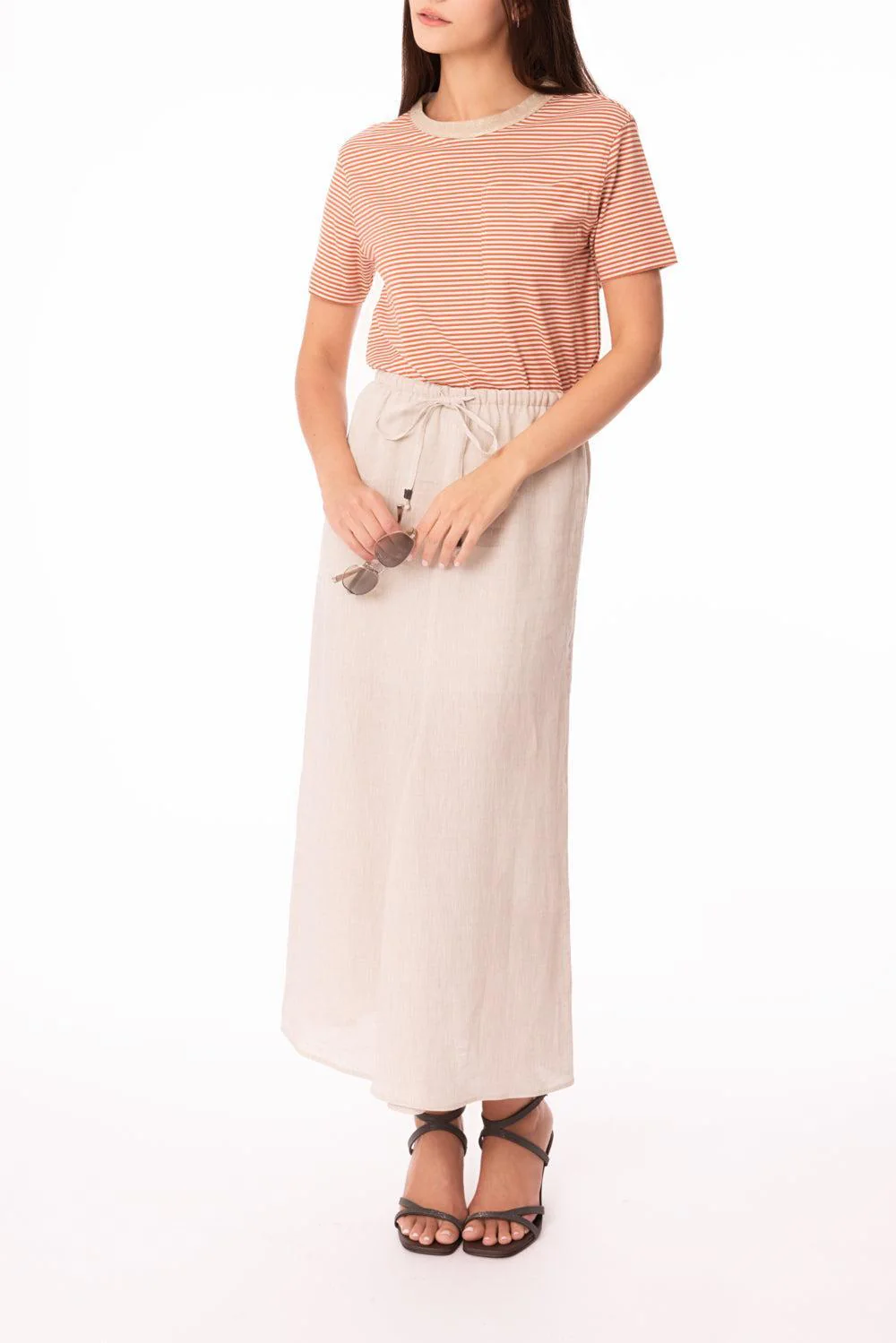 Round Collar Striped T-Shirt - Image 2
