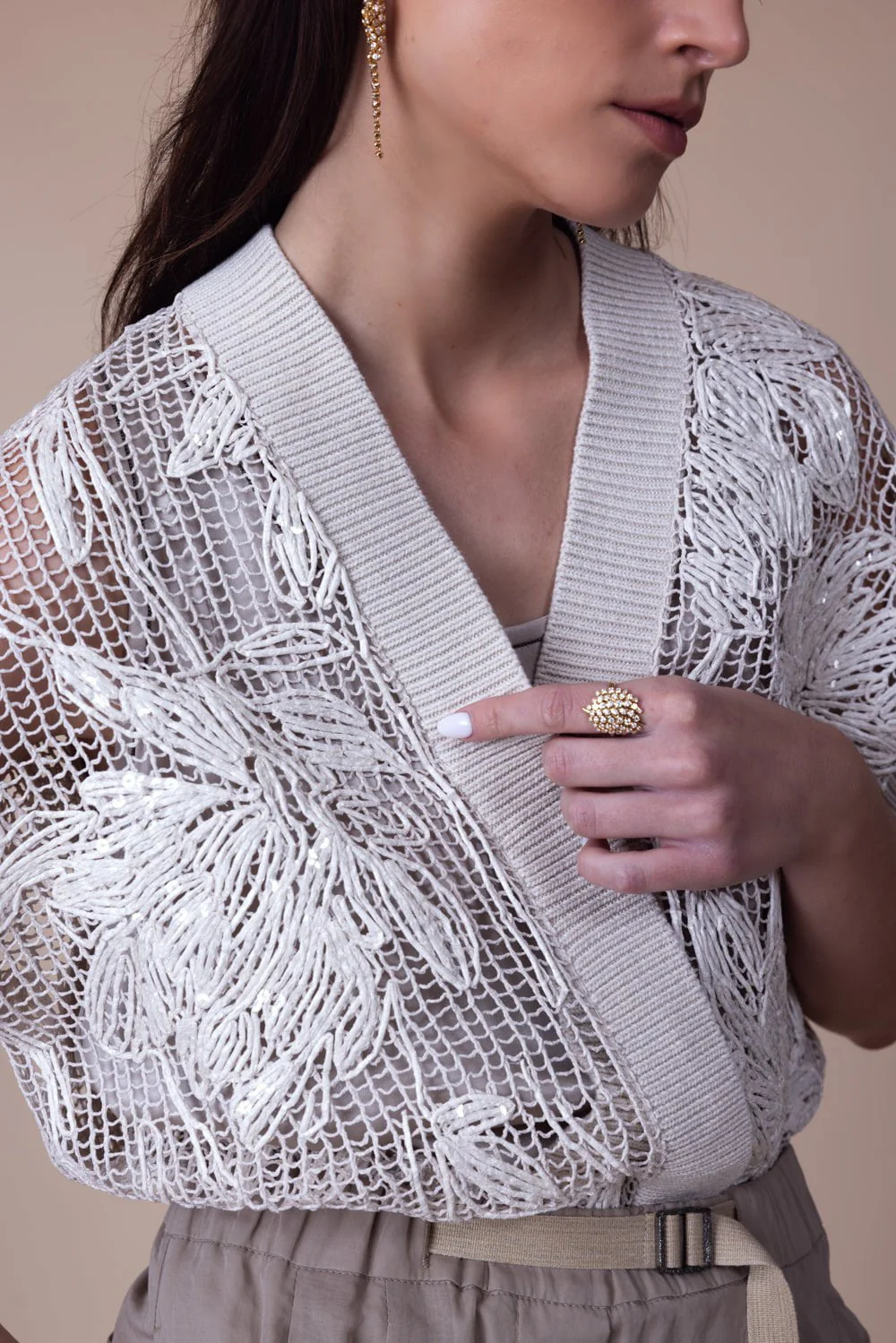 Rustic Magnolia Embroidered Cardigan - Image 3