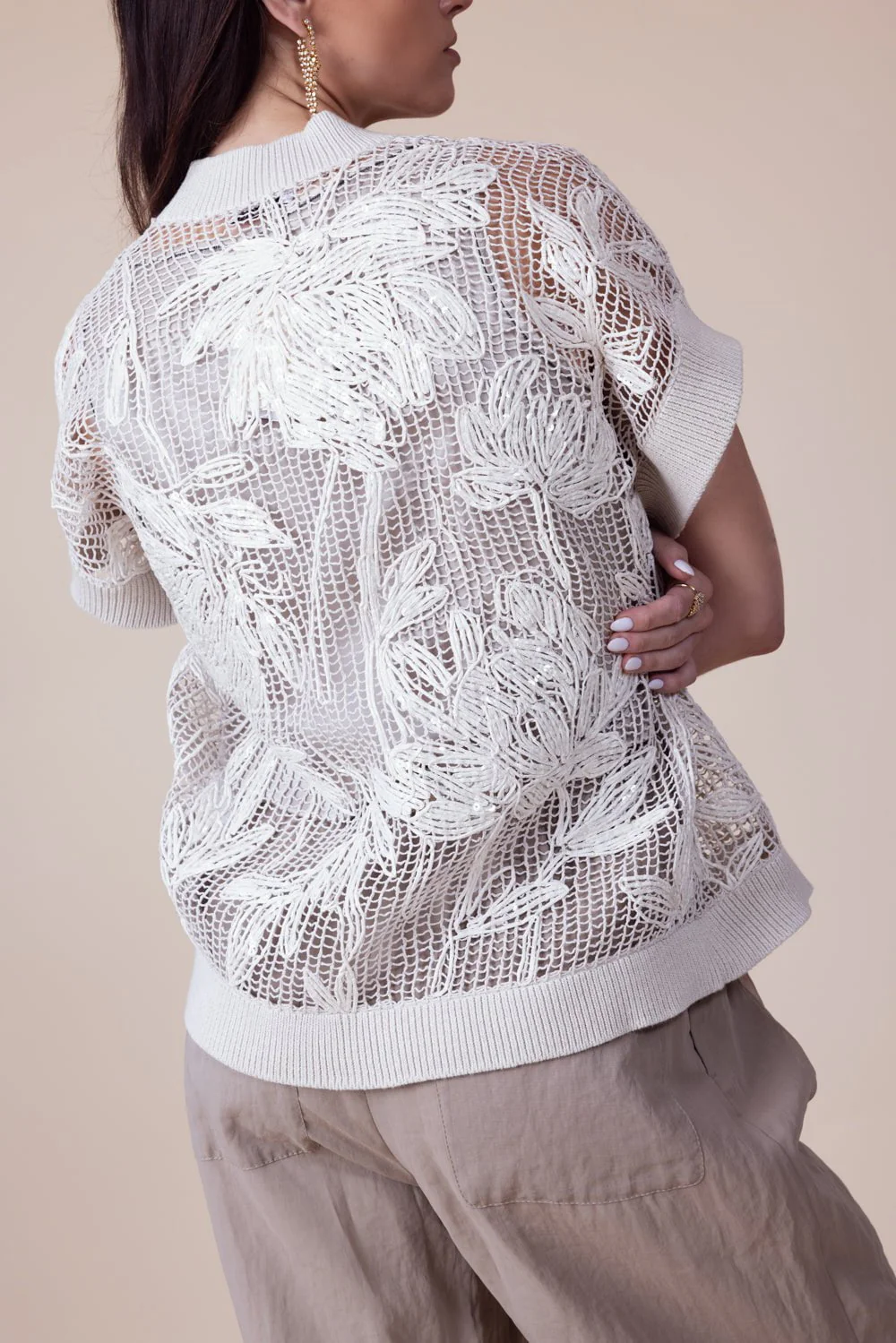 Rustic Magnolia Embroidered Cardigan - Image 4