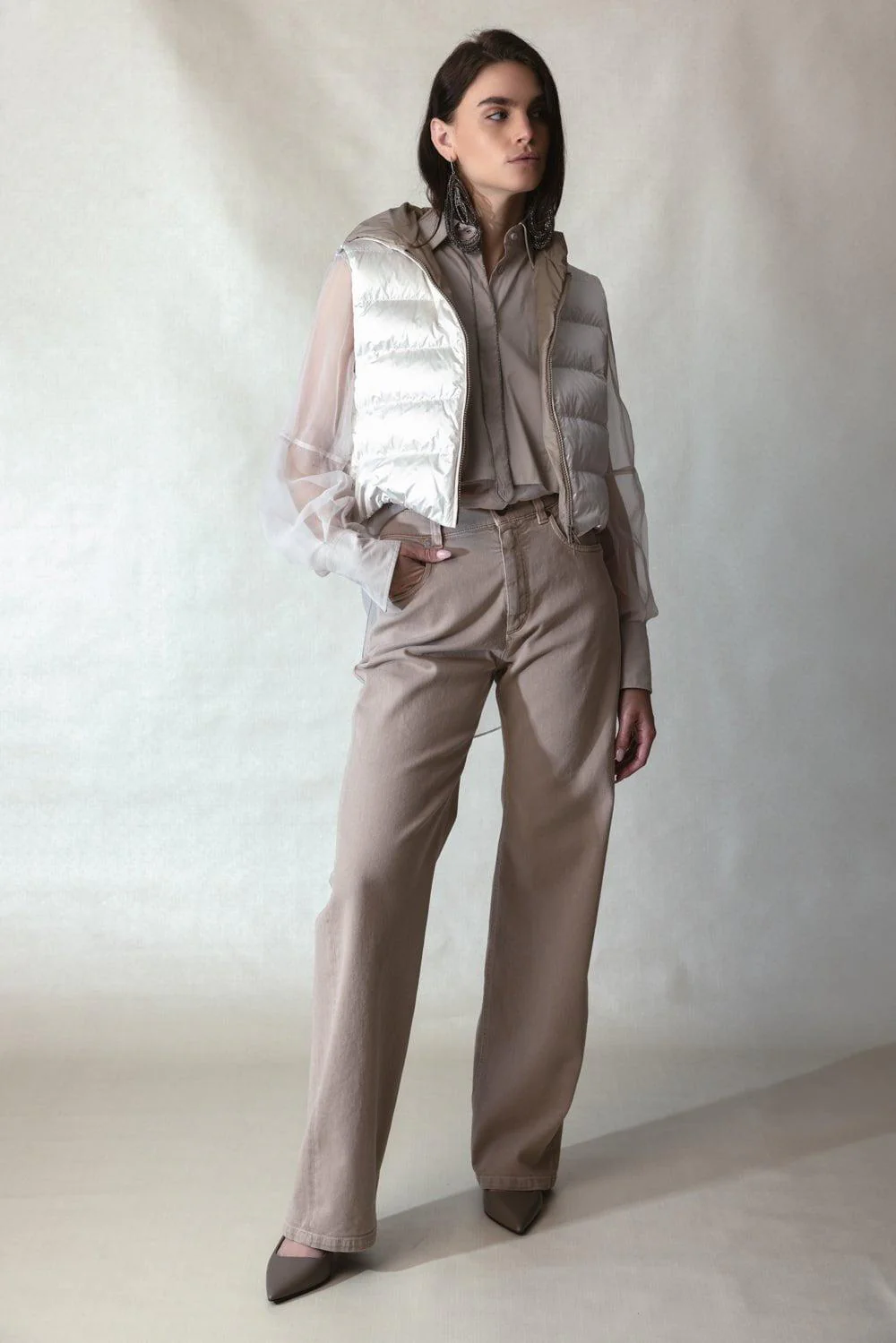 Shiny Trim Crispy Stretch Shirt - Image 2
