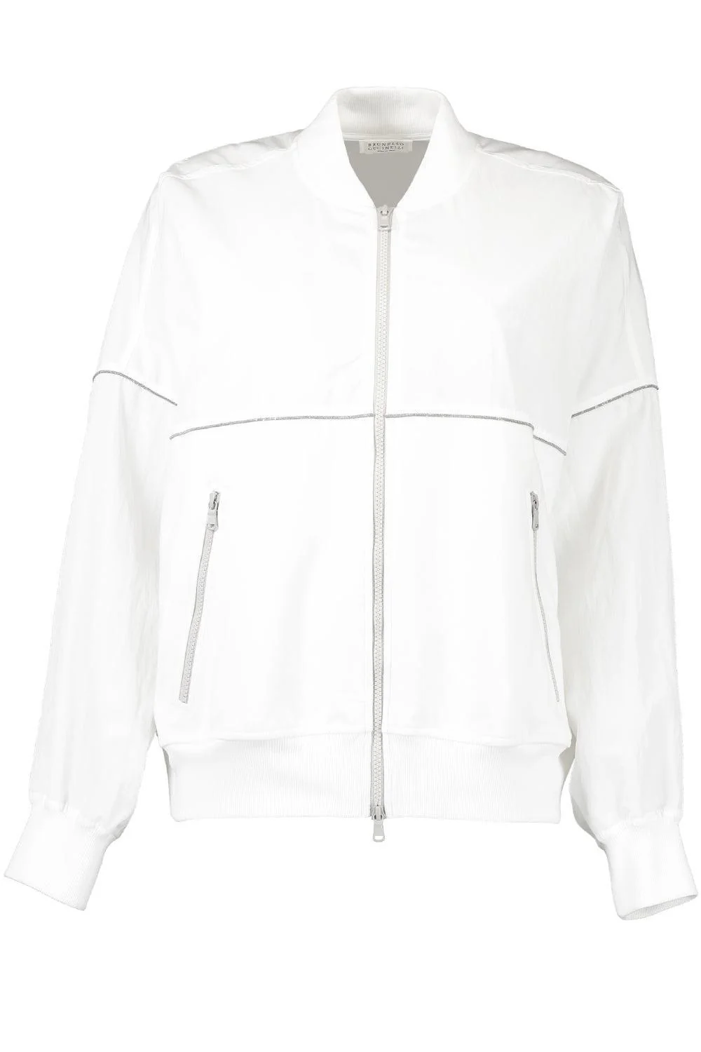Shiny Trim Paneled Sweatshirt