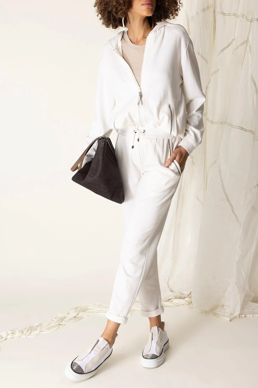 Shiny Trim Paneled Sweatshirt - Image 2