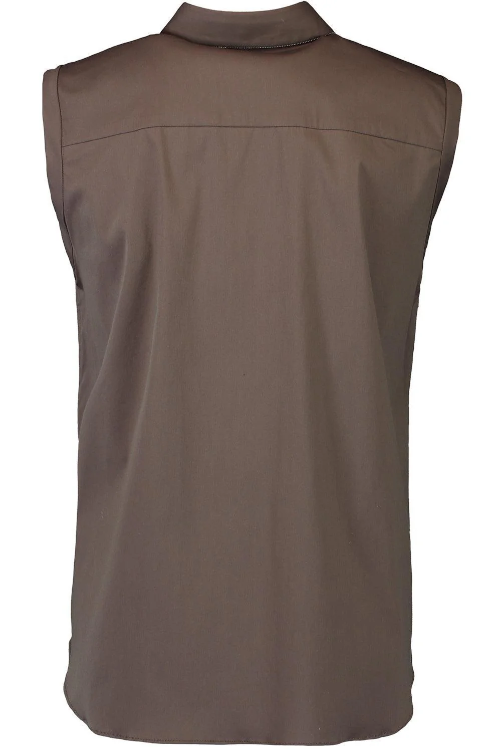 Shiny Trim Sleeveless Shirt - Chocolate - Image 5
