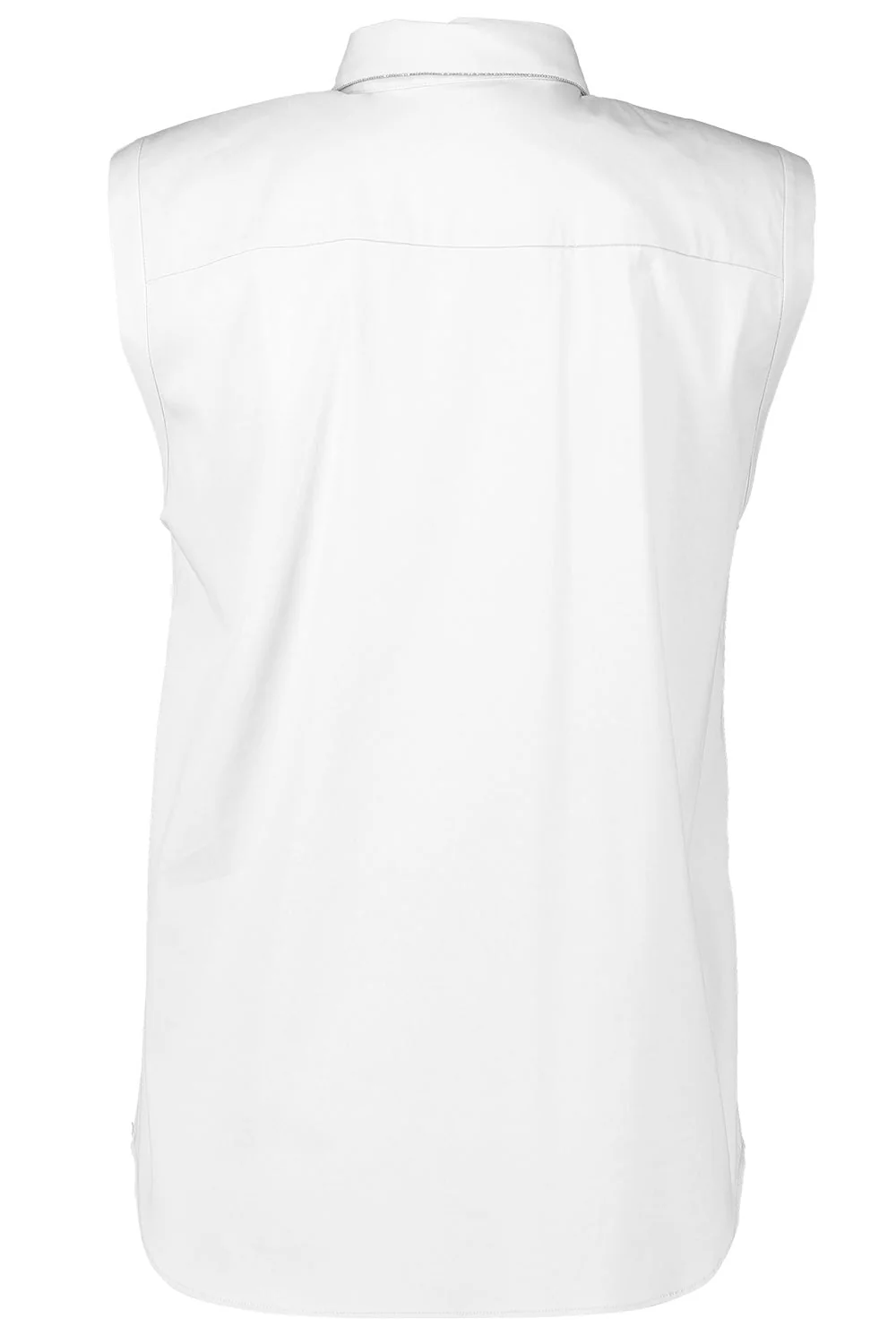 Shiny Trim Sleeveless Shirt - White - Image 5