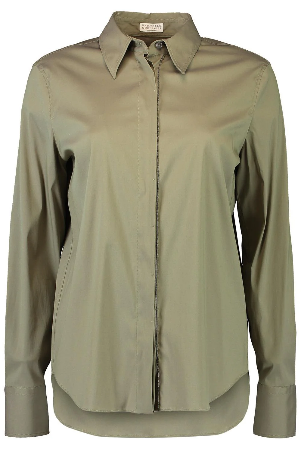 Shiny Trim Stretch Shirt - Eucalyptus