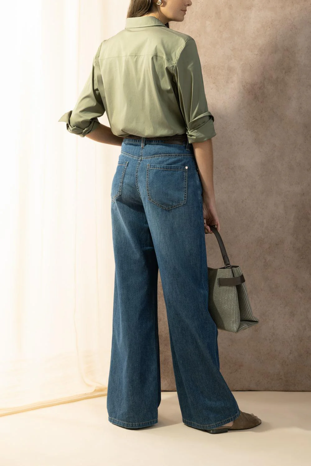 Shiny Trim Stretch Shirt - Eucalyptus - Image 4