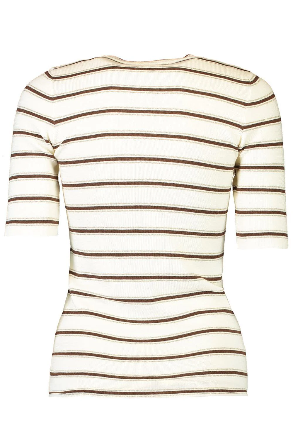 Short Sleeve Rib Stripe Sweater - Panama Beige Cacoa - Image 4