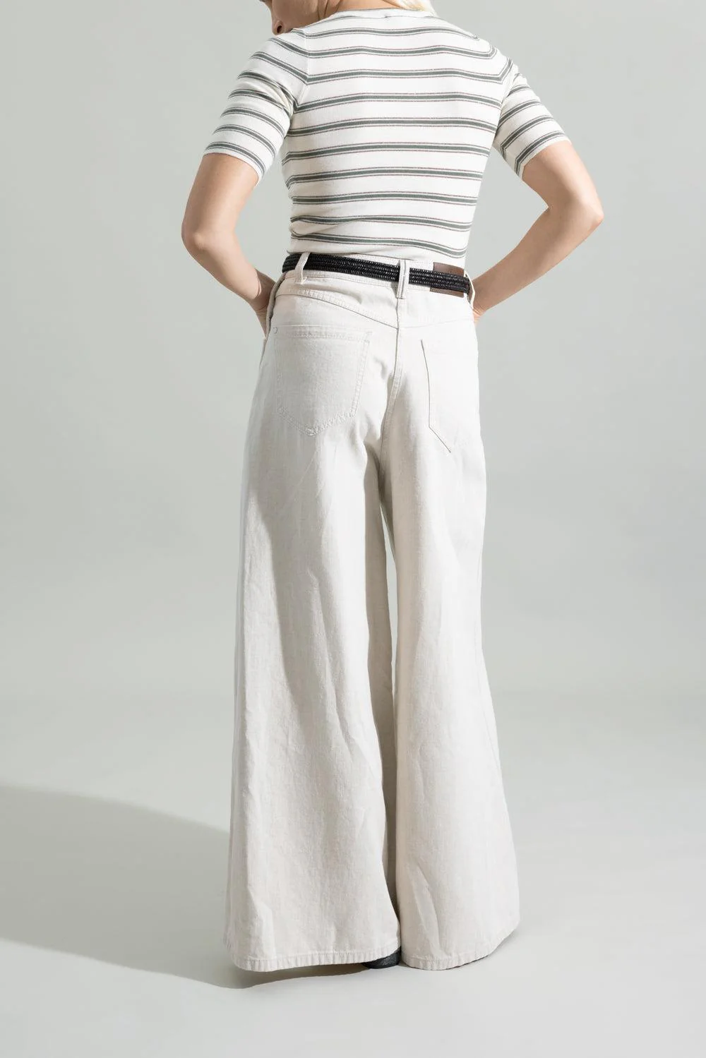 Short Sleeve Rib Stripe Sweater - Panama Eucalipto - Image 4