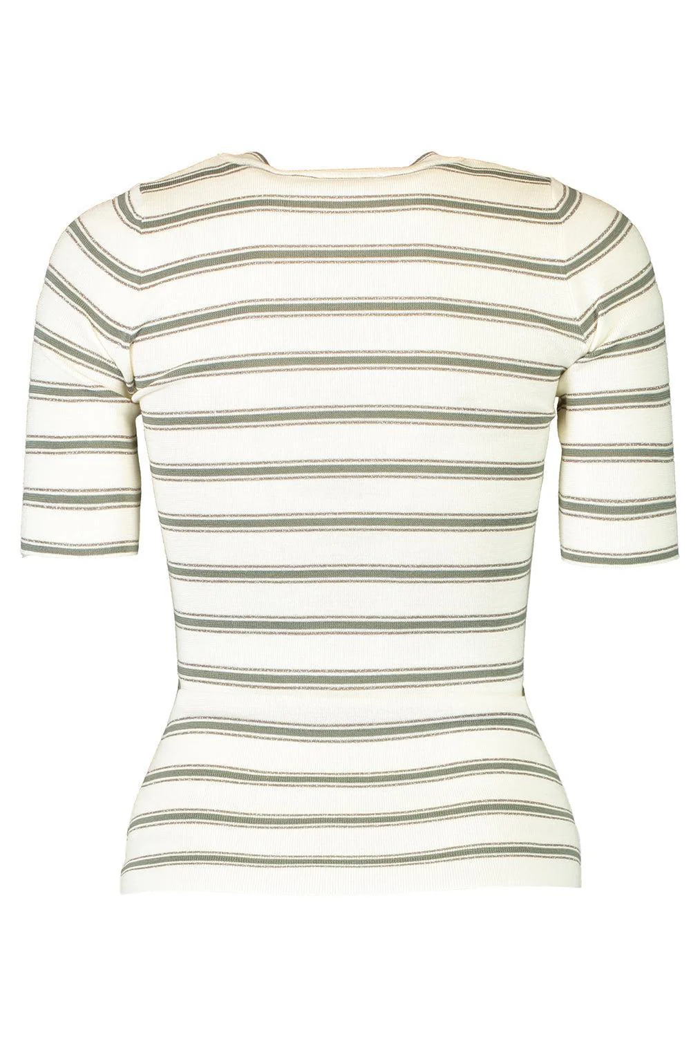 Short Sleeve Rib Stripe Sweater - Panama Eucalipto - Image 5