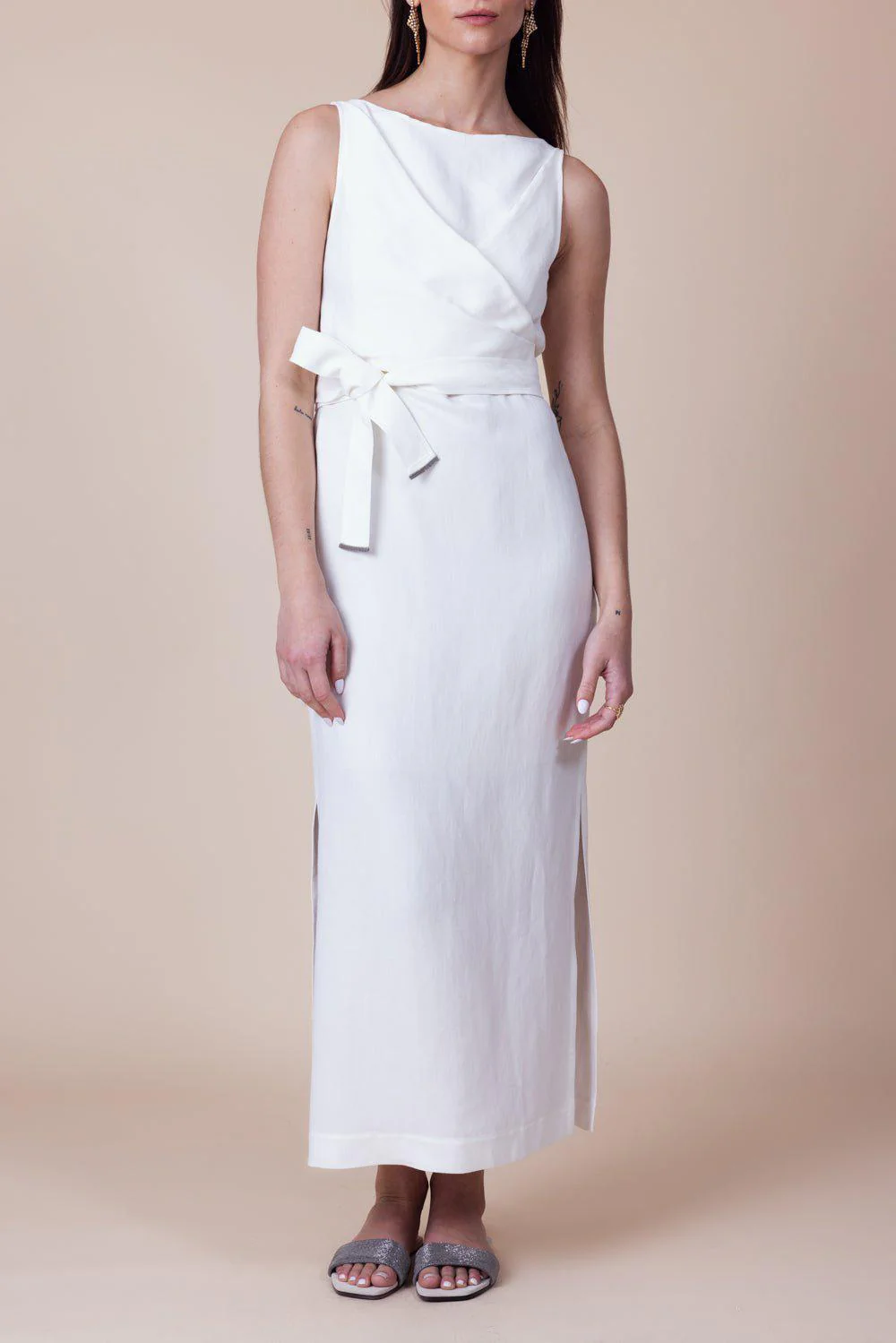 Sleeveless Midi Wrap Dress - Image 2