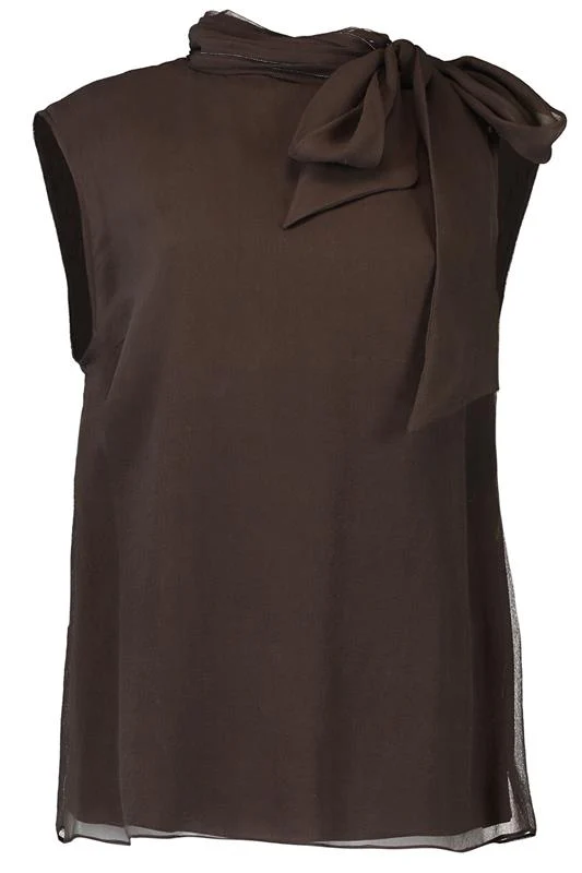 Sleeveless Tie Neck Blouse