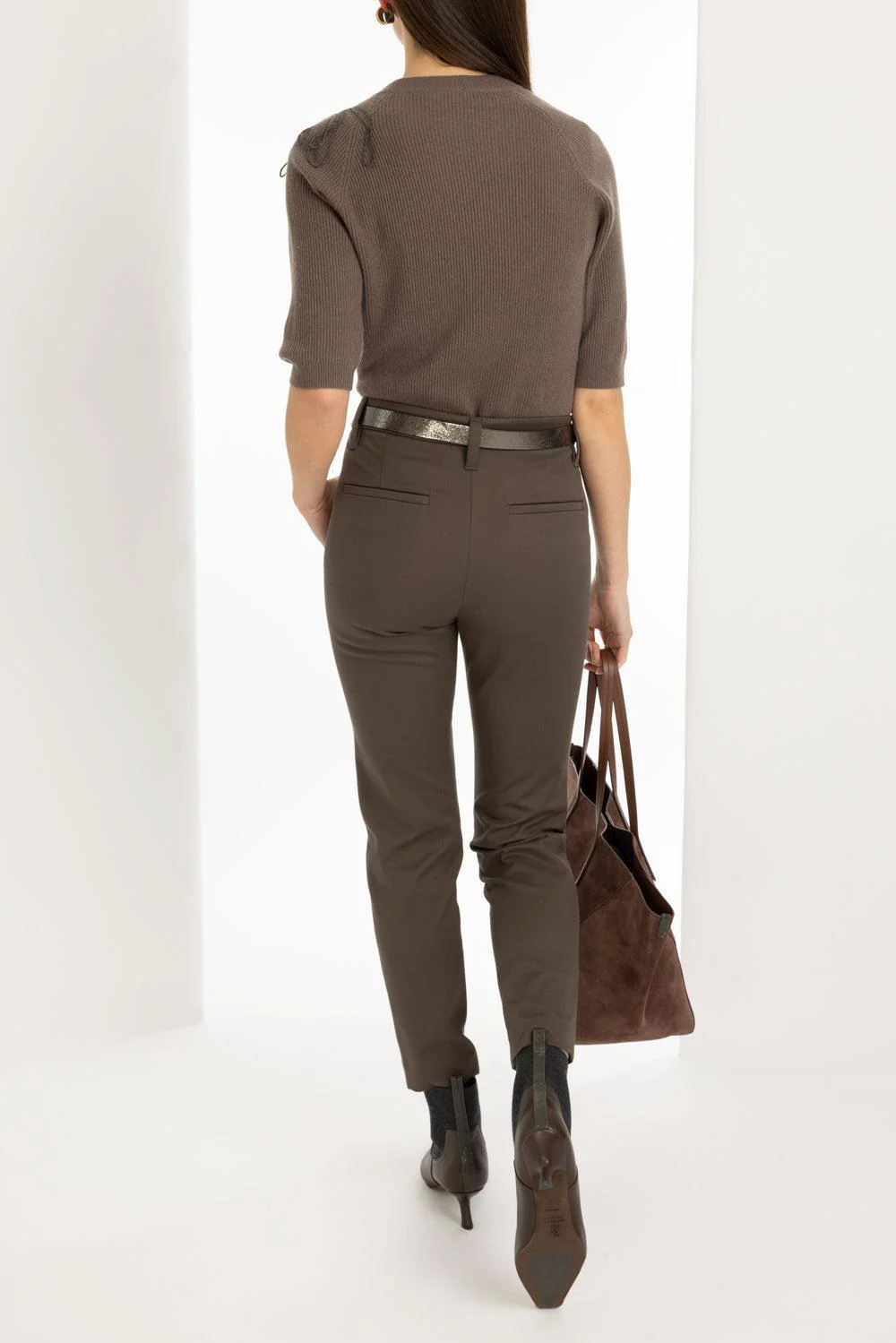 Stretch Slim Trousers - Chocolate - Image 4
