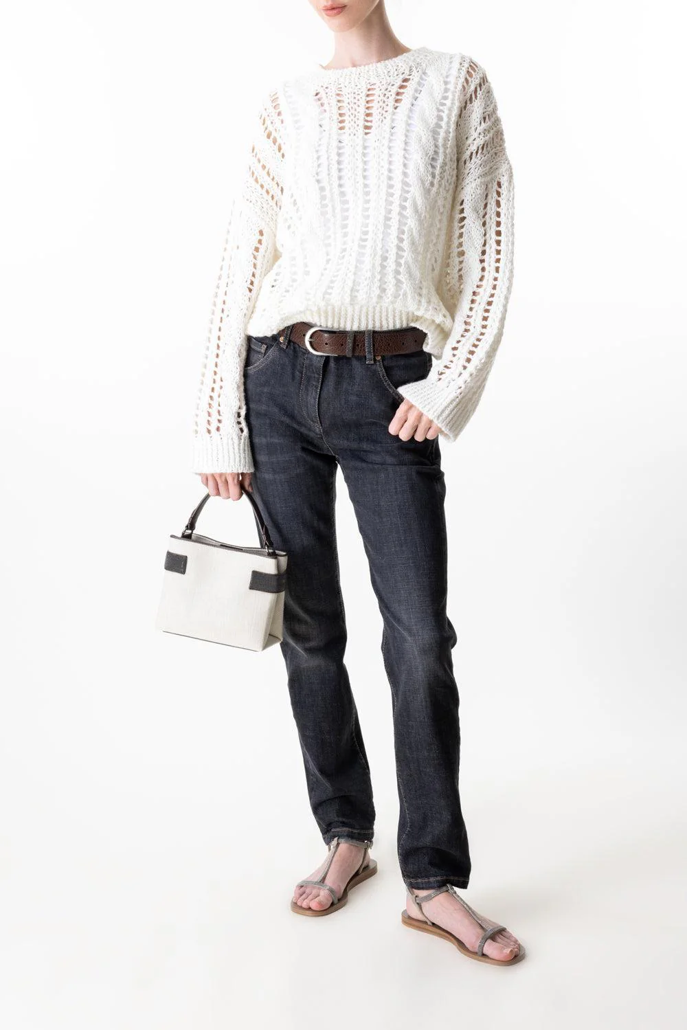 Stretch Slim Trousers - Dark Blue Denim - Image 2