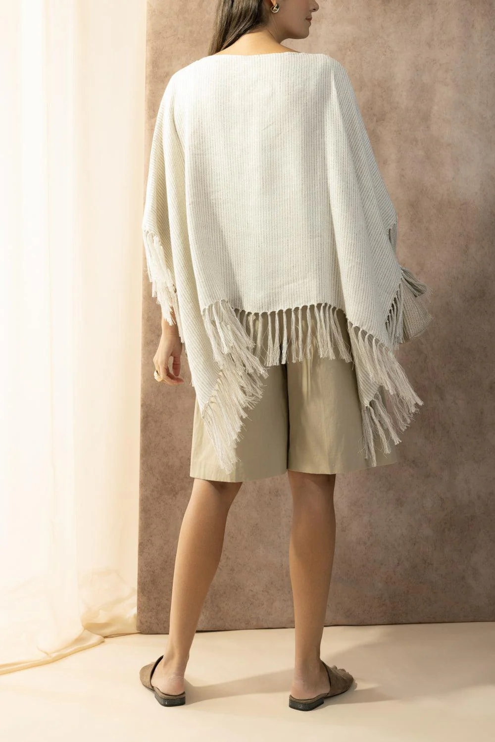 Stripe Fringe Poncho - Image 4