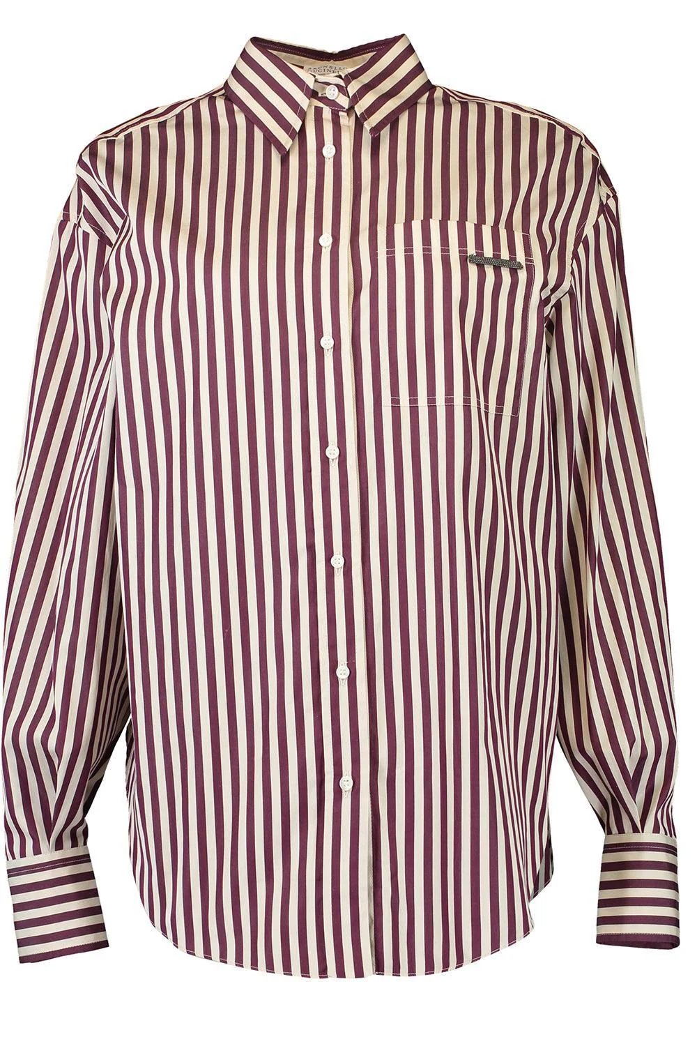 Striped Shiny Tab Shirt