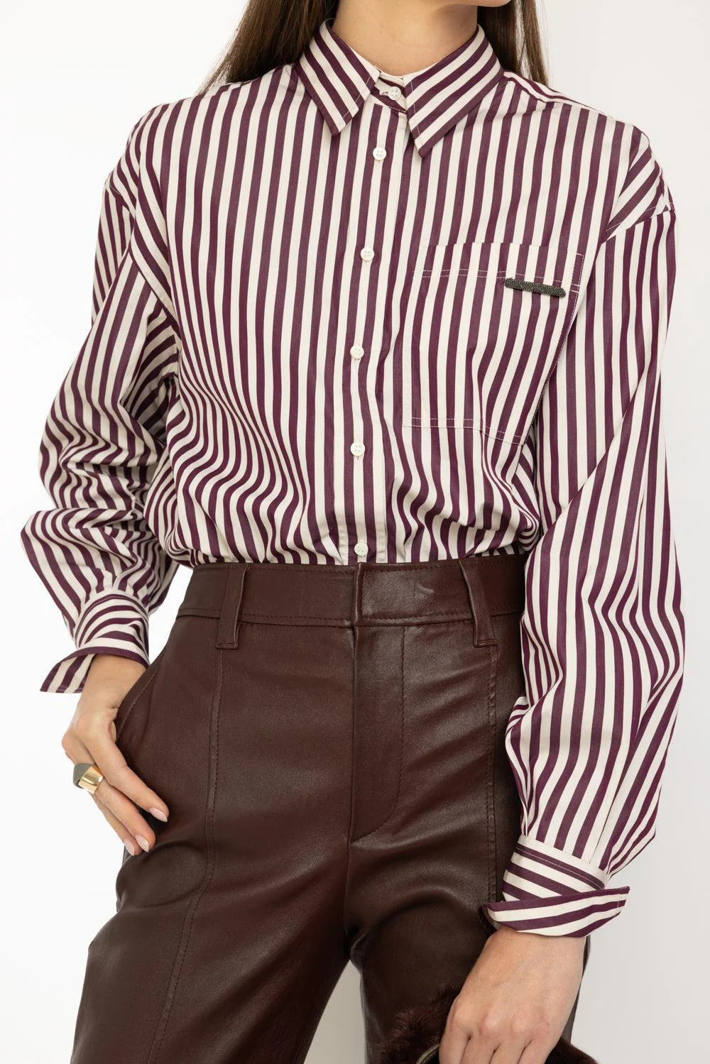 Striped Shiny Tab Shirt - Image 3
