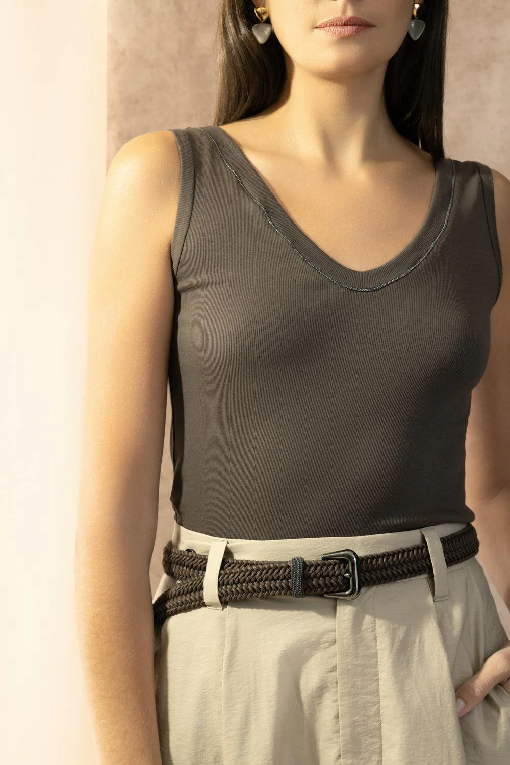 Monili Trim Tank - Dark Brown - Image 2