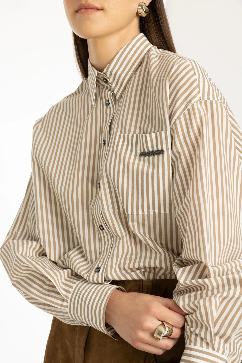 Techno Stripe Flap Detail Blouse - Image 3