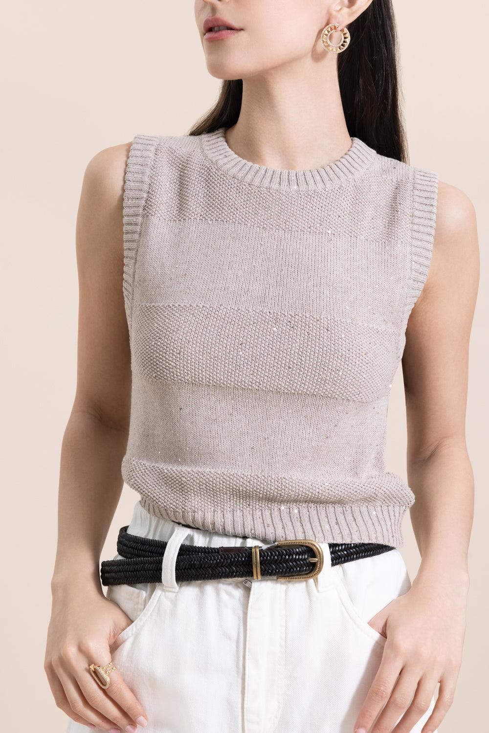 Two Stitch Striped Knit Tank - Desert - Image 2