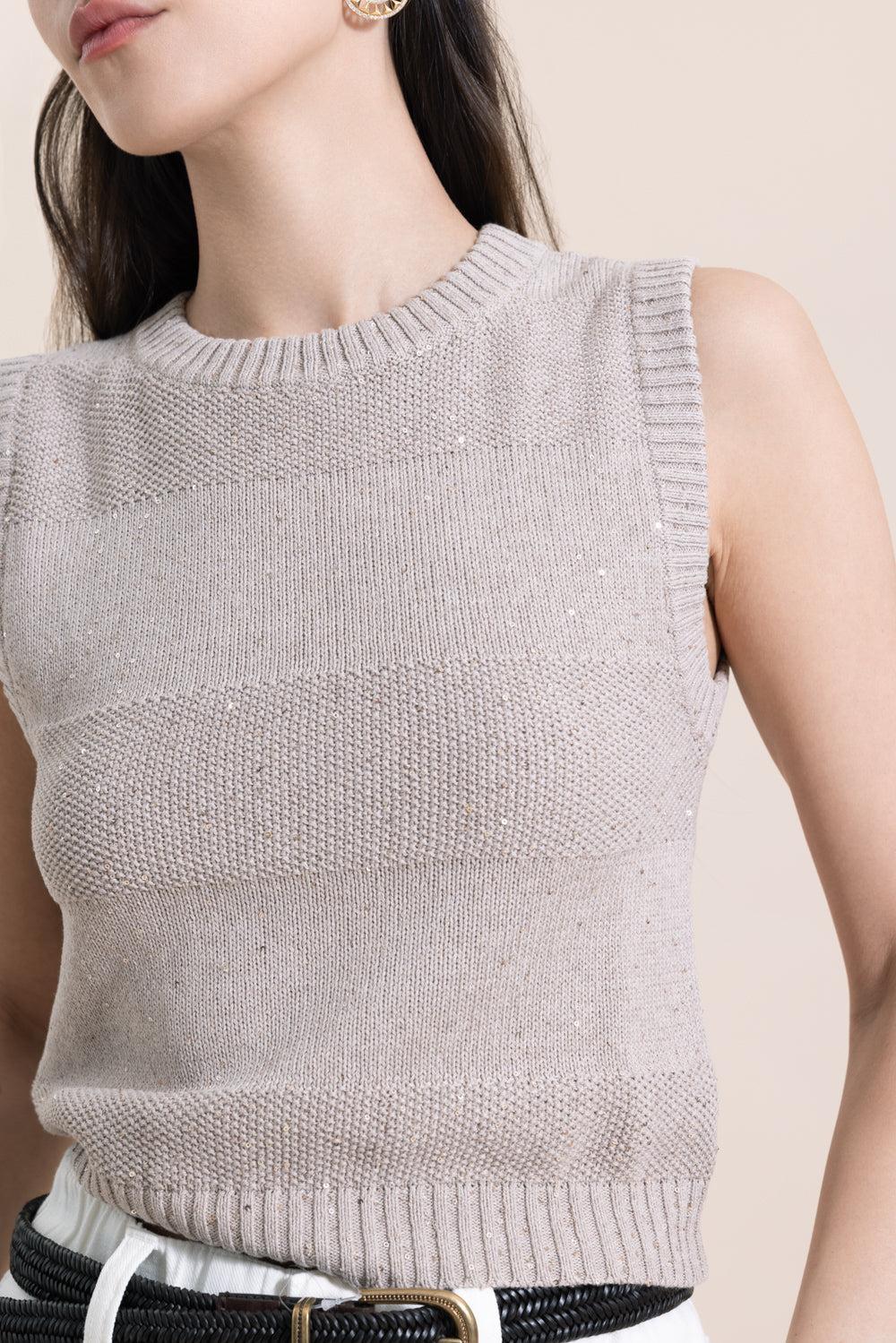 Two Stitch Striped Knit Tank - Desert - Image 3