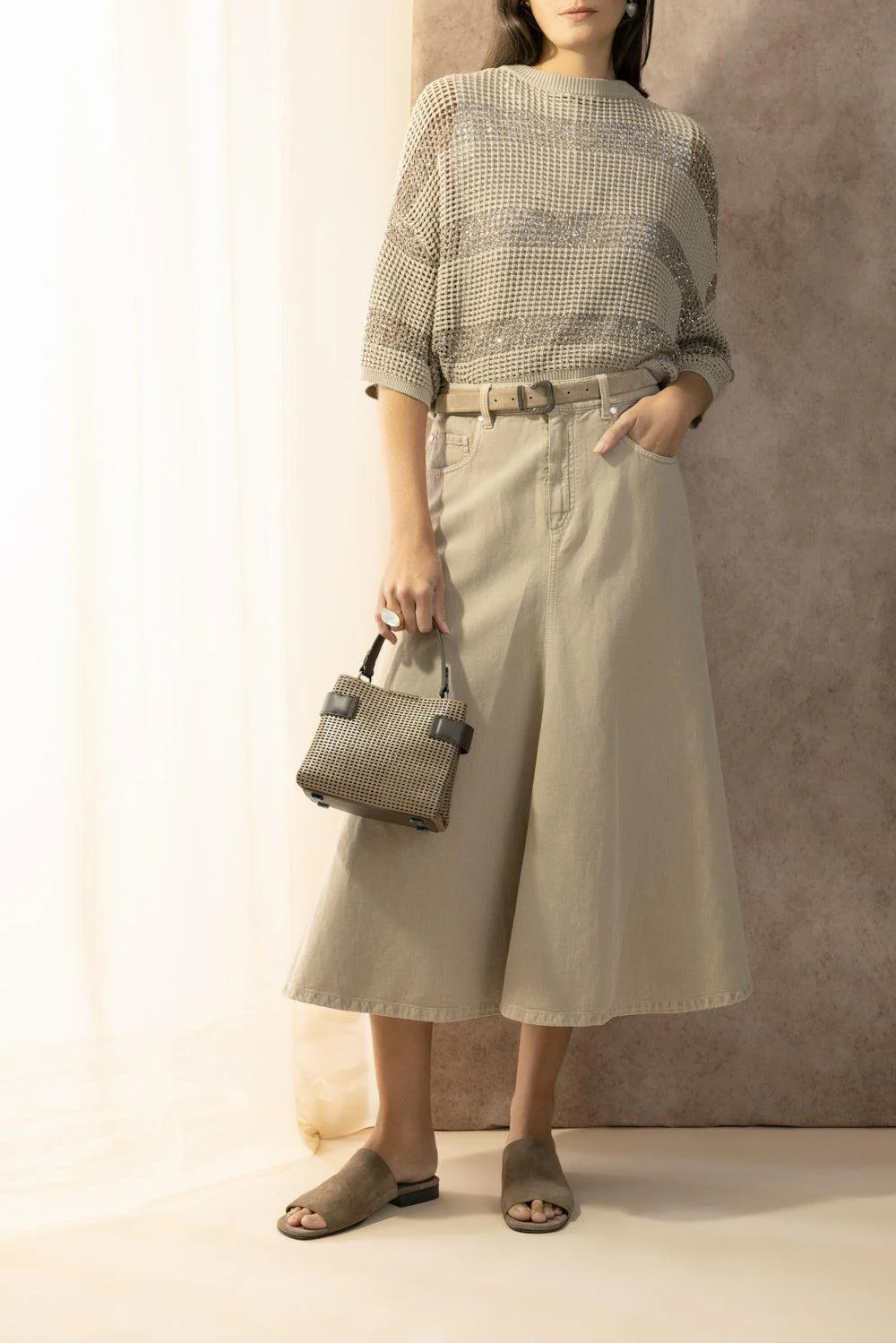 Water Reflection Button Cardigan - Light Beige - Image 2