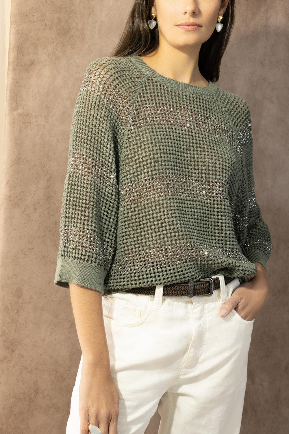 Water Reflection Kimono Crewneck - Khaki Rosemary - Image 3